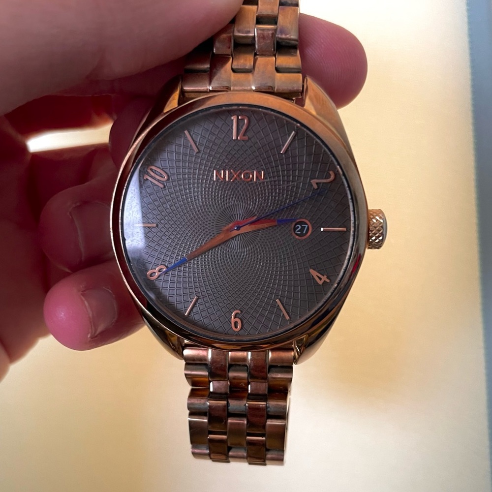 Women’s Nixon Bullet Analog Watch Rose Gold with Black Face